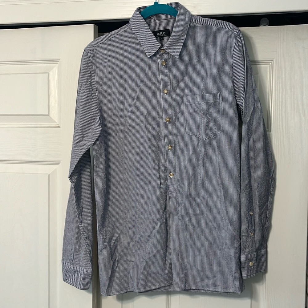 A.P.C. Stripe 3/4 button top